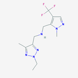 molecular formula C12H17F3N6 B7008807 N-[(2-ethyl-5-methyltriazol-4-yl)methyl]-1-[2-methyl-4-(trifluoromethyl)pyrazol-3-yl]methanamine 