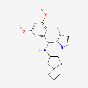 molecular formula C20H27N3O3 B7008870 N-[(3,5-dimethoxyphenyl)-(1-methylimidazol-2-yl)methyl]-5-oxaspiro[3.4]octan-7-amine 