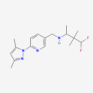 molecular formula C17H24F2N4 B7008906 N-[[6-(3,5-dimethylpyrazol-1-yl)pyridin-3-yl]methyl]-4,4-difluoro-3,3-dimethylbutan-2-amine 