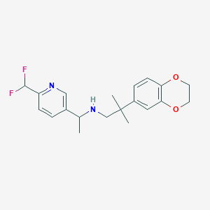 molecular formula C20H24F2N2O2 B7008950 N-[1-[6-(difluoromethyl)pyridin-3-yl]ethyl]-2-(2,3-dihydro-1,4-benzodioxin-6-yl)-2-methylpropan-1-amine 