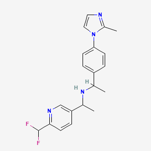 molecular formula C20H22F2N4 B7009032 N-[1-[6-(difluoromethyl)pyridin-3-yl]ethyl]-1-[4-(2-methylimidazol-1-yl)phenyl]ethanamine 