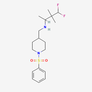 molecular formula C18H28F2N2O2S B7009045 N-[[1-(benzenesulfonyl)piperidin-4-yl]methyl]-4,4-difluoro-3,3-dimethylbutan-2-amine 
