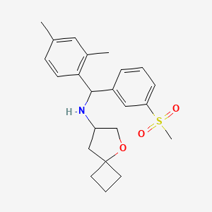 molecular formula C23H29NO3S B7009089 N-[(2,4-dimethylphenyl)-(3-methylsulfonylphenyl)methyl]-5-oxaspiro[3.4]octan-7-amine 