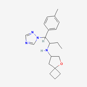molecular formula C20H28N4O B7009104 N-[1-(4-methylphenyl)-1-(1,2,4-triazol-1-yl)butan-2-yl]-5-oxaspiro[3.4]octan-7-amine 