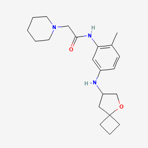 molecular formula C21H31N3O2 B7009135 N-[2-methyl-5-(5-oxaspiro[3.4]octan-7-ylamino)phenyl]-2-piperidin-1-ylacetamide 
