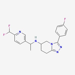 molecular formula C20H20F3N5 B7009145 N-[1-[6-(difluoromethyl)pyridin-3-yl]ethyl]-3-(4-fluorophenyl)-5,6,7,8-tetrahydro-[1,2,4]triazolo[4,3-a]pyridin-6-amine 