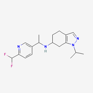 molecular formula C18H24F2N4 B7009162 N-[1-[6-(difluoromethyl)pyridin-3-yl]ethyl]-1-propan-2-yl-4,5,6,7-tetrahydroindazol-6-amine 
