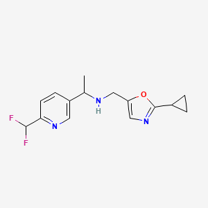 molecular formula C15H17F2N3O B7009303 N-[(2-cyclopropyl-1,3-oxazol-5-yl)methyl]-1-[6-(difluoromethyl)pyridin-3-yl]ethanamine 