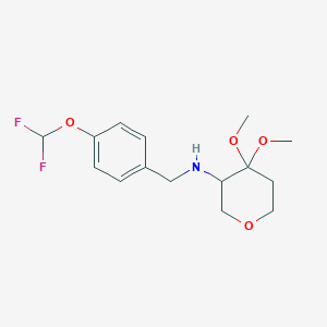 molecular formula C15H21F2NO4 B7009592 N-[[4-(difluoromethoxy)phenyl]methyl]-4,4-dimethoxyoxan-3-amine 