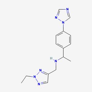 molecular formula C15H19N7 B7009750 N-[(2-ethyltriazol-4-yl)methyl]-1-[4-(1,2,4-triazol-1-yl)phenyl]ethanamine 