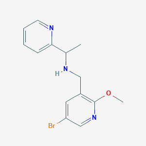 molecular formula C14H16BrN3O B7009796 N-[(5-bromo-2-methoxypyridin-3-yl)methyl]-1-pyridin-2-ylethanamine 