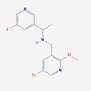 molecular formula C14H15BrFN3O B7009820 N-[(5-bromo-2-methoxypyridin-3-yl)methyl]-1-(5-fluoropyridin-3-yl)ethanamine 