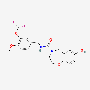 molecular formula C19H20F2N2O5 B7009906 N-[[3-(difluoromethoxy)-4-methoxyphenyl]methyl]-7-hydroxy-3,5-dihydro-2H-1,4-benzoxazepine-4-carboxamide 
