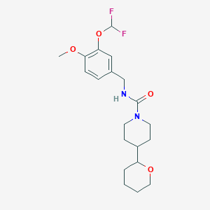 molecular formula C20H28F2N2O4 B7009929 N-[[3-(difluoromethoxy)-4-methoxyphenyl]methyl]-4-(oxan-2-yl)piperidine-1-carboxamide 