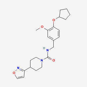 molecular formula C22H29N3O4 B7009940 N-[(4-cyclopentyloxy-3-methoxyphenyl)methyl]-4-(1,2-oxazol-3-yl)piperidine-1-carboxamide 