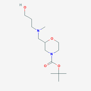 molecular formula C14H28N2O4 B7010035 Tert-butyl 2-[[3-hydroxypropyl(methyl)amino]methyl]morpholine-4-carboxylate 