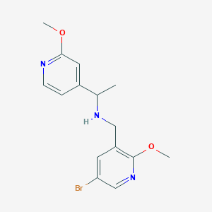 molecular formula C15H18BrN3O2 B7010090 N-[(5-bromo-2-methoxypyridin-3-yl)methyl]-1-(2-methoxypyridin-4-yl)ethanamine 