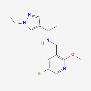 molecular formula C14H19BrN4O B7010228 N-[(5-bromo-2-methoxypyridin-3-yl)methyl]-1-(1-ethylpyrazol-4-yl)ethanamine 