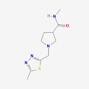 molecular formula C10H16N4OS B7010350 N-methyl-1-[(5-methyl-1,3,4-thiadiazol-2-yl)methyl]pyrrolidine-3-carboxamide 