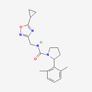 molecular formula C19H24N4O2 B7010394 N-[(5-cyclopropyl-1,2,4-oxadiazol-3-yl)methyl]-2-(2,6-dimethylphenyl)pyrrolidine-1-carboxamide 