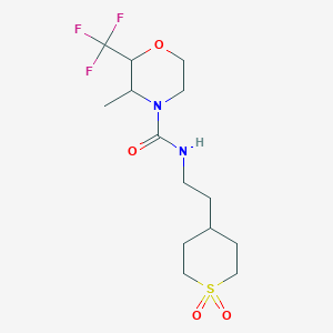 molecular formula C14H23F3N2O4S B7010422 N-[2-(1,1-dioxothian-4-yl)ethyl]-3-methyl-2-(trifluoromethyl)morpholine-4-carboxamide 