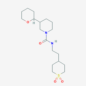 molecular formula C18H32N2O4S B7010426 N-[2-(1,1-dioxothian-4-yl)ethyl]-3-(oxan-2-yl)piperidine-1-carboxamide 