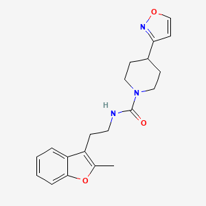 molecular formula C20H23N3O3 B7010484 N-[2-(2-methyl-1-benzofuran-3-yl)ethyl]-4-(1,2-oxazol-3-yl)piperidine-1-carboxamide 