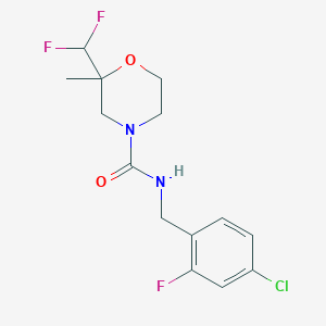 molecular formula C14H16ClF3N2O2 B7010494 N-[(4-chloro-2-fluorophenyl)methyl]-2-(difluoromethyl)-2-methylmorpholine-4-carboxamide 