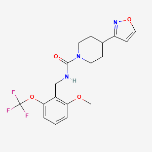 molecular formula C18H20F3N3O4 B7010781 N-[[2-methoxy-6-(trifluoromethoxy)phenyl]methyl]-4-(1,2-oxazol-3-yl)piperidine-1-carboxamide 