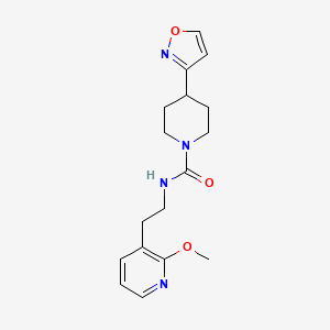 molecular formula C17H22N4O3 B7010858 N-[2-(2-methoxypyridin-3-yl)ethyl]-4-(1,2-oxazol-3-yl)piperidine-1-carboxamide 