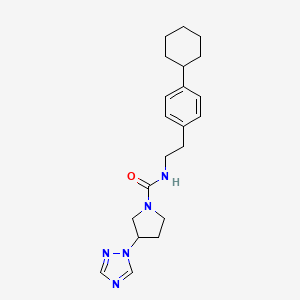 molecular formula C21H29N5O B7011163 N-[2-(4-cyclohexylphenyl)ethyl]-3-(1,2,4-triazol-1-yl)pyrrolidine-1-carboxamide 