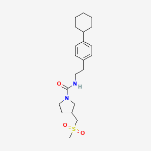 molecular formula C21H32N2O3S B7011165 N-[2-(4-cyclohexylphenyl)ethyl]-3-(methylsulfonylmethyl)pyrrolidine-1-carboxamide 