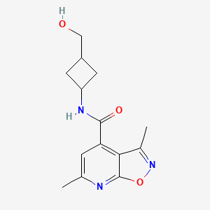 molecular formula C14H17N3O3 B7011190 N-[3-(hydroxymethyl)cyclobutyl]-3,6-dimethyl-[1,2]oxazolo[5,4-b]pyridine-4-carboxamide 