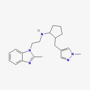 molecular formula C20H27N5 B7011203 N-[2-(2-methylbenzimidazol-1-yl)ethyl]-2-[(1-methylpyrazol-4-yl)methyl]cyclopentan-1-amine 