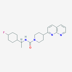 molecular formula C22H29FN4O B7011225 N-[1-(4-fluorocyclohexyl)ethyl]-4-(1,8-naphthyridin-2-yl)piperidine-1-carboxamide 