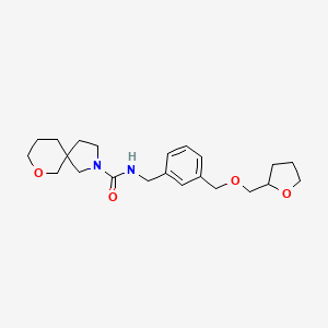 molecular formula C22H32N2O4 B7011251 N-[[3-(oxolan-2-ylmethoxymethyl)phenyl]methyl]-7-oxa-2-azaspiro[4.5]decane-2-carboxamide 