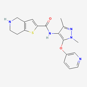 molecular formula C18H19N5O2S B7011347 N-(1,3-dimethyl-5-pyridin-3-yloxypyrazol-4-yl)-4,5,6,7-tetrahydrothieno[3,2-c]pyridine-2-carboxamide 