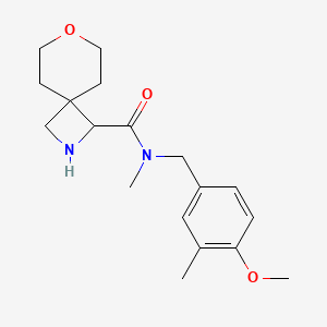 molecular formula C18H26N2O3 B7011355 N-[(4-methoxy-3-methylphenyl)methyl]-N-methyl-7-oxa-2-azaspiro[3.5]nonane-3-carboxamide 