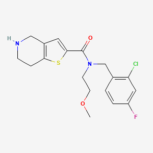 molecular formula C18H20ClFN2O2S B7011383 N-[(2-chloro-4-fluorophenyl)methyl]-N-(2-methoxyethyl)-4,5,6,7-tetrahydrothieno[3,2-c]pyridine-2-carboxamide 