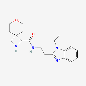 molecular formula C19H26N4O2 B7011427 N-[2-(1-ethylbenzimidazol-2-yl)ethyl]-7-oxa-2-azaspiro[3.5]nonane-3-carboxamide 