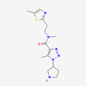 molecular formula C15H22N6OS B7011439 N,5-dimethyl-N-[2-(5-methyl-1,3-thiazol-2-yl)ethyl]-1-pyrrolidin-3-yltriazole-4-carboxamide 