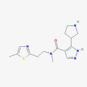 molecular formula C15H21N5OS B7011441 N-methyl-N-[2-(5-methyl-1,3-thiazol-2-yl)ethyl]-5-pyrrolidin-3-yl-1H-pyrazole-4-carboxamide 