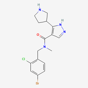 molecular formula C16H18BrClN4O B7011495 N-[(4-bromo-2-chlorophenyl)methyl]-N-methyl-5-pyrrolidin-3-yl-1H-pyrazole-4-carboxamide 