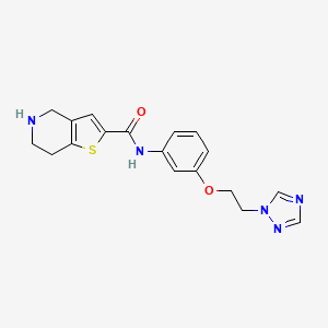 molecular formula C18H19N5O2S B7011601 N-[3-[2-(1,2,4-triazol-1-yl)ethoxy]phenyl]-4,5,6,7-tetrahydrothieno[3,2-c]pyridine-2-carboxamide 