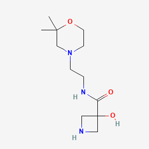 molecular formula C12H23N3O3 B7011647 N-[2-(2,2-dimethylmorpholin-4-yl)ethyl]-3-hydroxyazetidine-3-carboxamide 