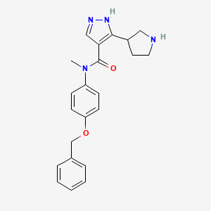 molecular formula C22H24N4O2 B7011752 N-methyl-N-(4-phenylmethoxyphenyl)-5-pyrrolidin-3-yl-1H-pyrazole-4-carboxamide 