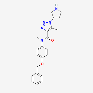 molecular formula C22H25N5O2 B7011768 N,5-dimethyl-N-(4-phenylmethoxyphenyl)-1-pyrrolidin-3-yltriazole-4-carboxamide 