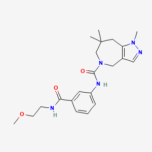 molecular formula C21H29N5O3 B7011861 N-[3-(2-methoxyethylcarbamoyl)phenyl]-1,7,7-trimethyl-6,8-dihydro-4H-pyrazolo[4,3-c]azepine-5-carboxamide 