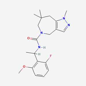 molecular formula C20H27FN4O2 B7011864 N-[1-(2-fluoro-6-methoxyphenyl)ethyl]-1,7,7-trimethyl-6,8-dihydro-4H-pyrazolo[4,3-c]azepine-5-carboxamide 