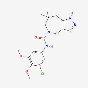 molecular formula C18H23ClN4O3 B7011874 N-(3-chloro-4,5-dimethoxyphenyl)-7,7-dimethyl-1,4,6,8-tetrahydropyrazolo[4,3-c]azepine-5-carboxamide 